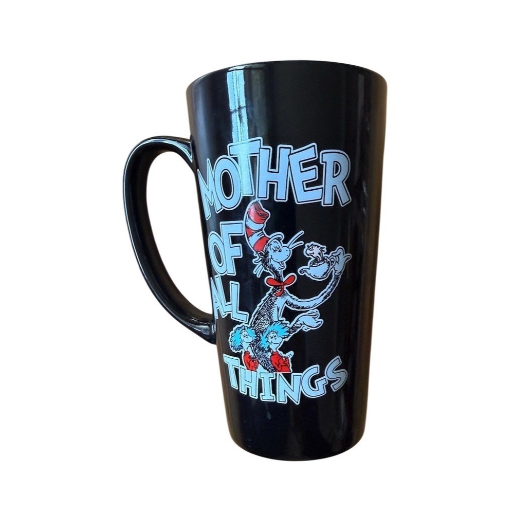Universal Studios Dr. Seuss Cat in the Hat Coffee Mug Black Blue 7" Mother's Day